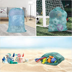 Polecasa Heavy Duty Diamond Large Mesh Laundry Bag with ID Tag and Locking Drawstring Closure - 24 x 36 inches - Laundry Hamper Liner, Washable Laundry Bags for Travel, Sports, Dorms (Aqua)