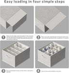 FHSQX 4 Pack Shoe Organizer for Closet,Foldable Shoe Organizer,Fits up to 48 Pairs,Storage Containers With Bottom Support for Shoes (Light Grey, (16.5 * 12.6 * 9.5) x4)
