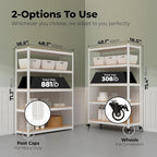 HOMEDANT House White 5-Tier Metal Boltless Rolling Cart Shelf Rack Casters Heavy Duty Wheel Shelving Unit Adjustable Storage Shelves Organizer Shelf Kitchen Garage 48.1" W x 18.5" D x 75.4" H 3Pack