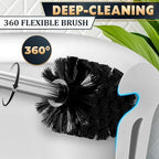 Silver Modern Toilet Brush and Holder Set with Wall Mount - Stainless Steel Toilet Brush with Holder - Removable Inner Bowl, Shiny Design, Splash Protection & Dense Bristles for Bathroom Cleaning