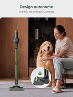 Vexilar Cordless Vacuum Cleaner, 550W/45Kpa/60Mins, Cordless Stick Vacuum Cleaner with Self-Standing and Touch Screen, 6-in-1 Lightweight, Rechargeable Vacuum for Pet Hair Carpet Hardwood (Green)