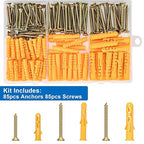 Aovchei Drywall Anchors Kit, 170pcs, 85 Plastic Drywall Anchors and 85 Philips Flat Head Screws, 3 Size #6 * 30#6 * 40#8 * 40, Wall Hanging Kit for Hanging Picture Frame, Shelf Brackets, Curtain Rod