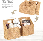 Wicker Hanging Storage Basket (10,5"Lx6,5"Wx13"H), Set of 2 Wall Baskets, Water Hyacinth Baskets, Wall Decor Hyacinth Basket Hanging for Organizing Files, Mails, Books, Accessories