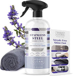 Therapy Stainless Steel Cleaner and Polish 100% USDA Biobased, Fingerprint and Residue Remover, Lavender Essential Oil Scent, Sink Cleaner, Grill Spray