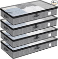 Fixwal 4 Pack Underbed Storage Containers, Below 4.5 Inches Low Profile Under Bed Organizer Clothes Storage Bins with Sturdy Sidewalls and Bottom