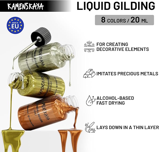 Liquid Bronze Leaf Paint - Alcohol Based Fast Drying Bronze Liquid Leaf, 0.68 fl oz (20 ml)