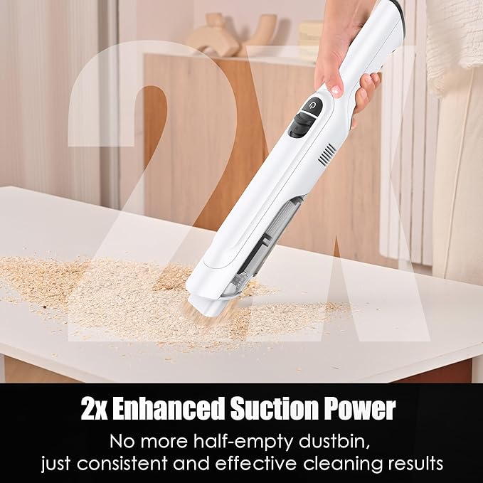 Handheld Vacuum Cordless, Lightweight 1.4lb with Powerful Suction, Charging Dock, Single Touch Empty and Detachable Dust Cup (Creamy White)
