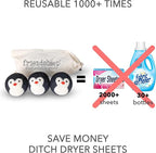 Friendsheep Wool Dryer Balls, Organic Reusable Fabric Softener Alternative for Laundry, Handmade, Fair Trade, Hypoallergenic, Eco-Friendly, Plastic-Free (3 Pack XL – Penguin)