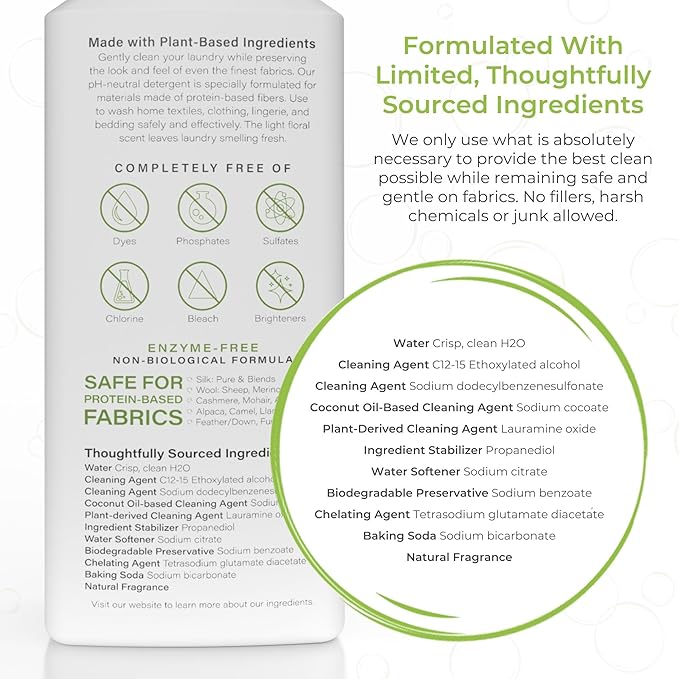 Heritage Park Silk & Wool Spring Magnolia Floral Scent, pH-Neutral Laundry Detergent - Enzymes-Free, Ultra Concentrated (4 fl oz Trial Size)