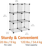 Amazon Basics 6-Cube Wire Grid Stackable Storage Organizer, Metal Shelving Unit, No-Tool Assembly, 26"W x 38"H x 12.6"D, Black