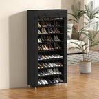 Calmootey 9 Tier Shoe Rack Organizer,Portable Shoe Shelf with Nonwoven Fabric Cover for Closet Hallway,Bedroom,Entryway,31.50x11.81x62.99inches,Black