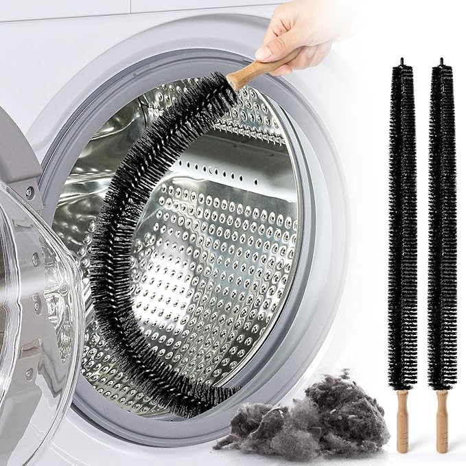 Dryer Vent Cleaner Kit, 2 Pack Dryer Lint Brush, 30 Inch Long Flexible Lint Remover, Refrigerator Coil Cleaning Brush, Home Essentials (Long-Style)