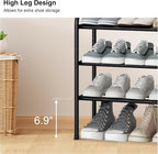 STO STO Expandable Shoe Rack, 3-Tier Metal Small Shoe Rack for Closet, Up to 16 Pairs Adjustable Shoes Racks Storage for Front Door Entrance, Free Standing Shoes Rack Organizer for Entryway, Black