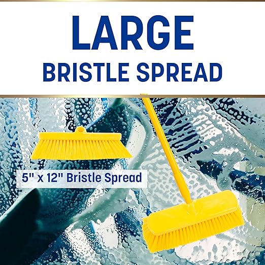 SPARTA 41278EC04 Flo-Thru Plastic Wall Scrub Brush, Equipment Brush With Soft Nylex Bristles For Industrial Kitchens, Hospitals, Commercial Cleaning, 4 Inches, Yellow