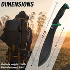 FLISSA Machete, 11'' Fixed Blade Camp Knife, Bolo Machete for Clearing Brush, Patented Shock Absorbing Air Tech Handle, Ideal for Gardening, Bushcraft and Outdoor, Molded Sheath Included