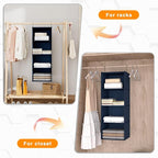 Hanging Closet Organizer - 4-Shelf, Easy Mount Foldable Wardrobe Storage Shelves for Clothes, Handbags, Shoes & Accessories - Washable Oxford Cloth Fabric, Navy Blue