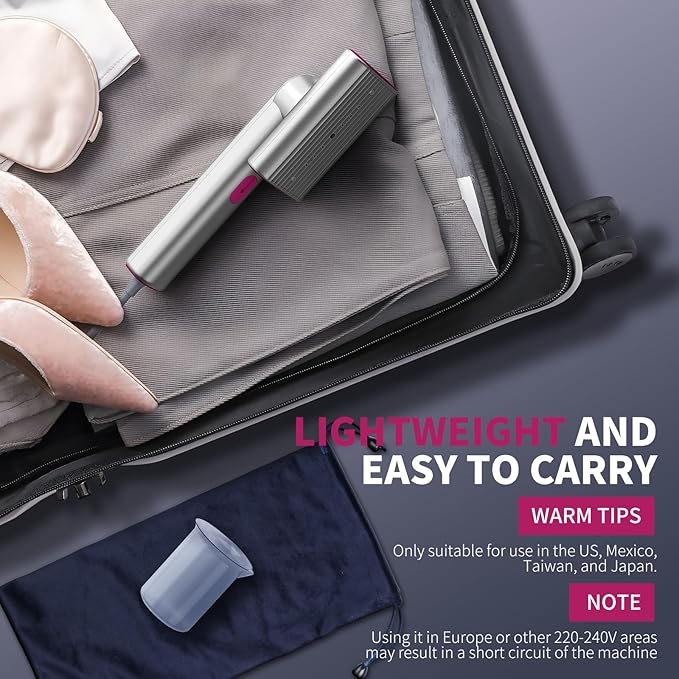 Steamer for Clothes, Portable Travel Handheld Clothing Wrinkles Remover for Clothes, 15s Fast Heat-up, 70ml Water Tank with measuring cup, Portable Garment Steamer for 120V Countries, for Home, Travel