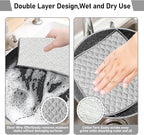 XANGNIER 10 PCS Multipurpose Wire Dishwashing Rags,2025 New Upgrade Non Scratch Wire Dishcloth, Four-Layer Silver Mesh Dish Cloths,Steel Wool Cleaning Cloths,Multi Purpose Metal Wash Miracle Cloths