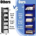Simple Houseware 5 Shelf Hanging Closet Organizer, Dark Blue