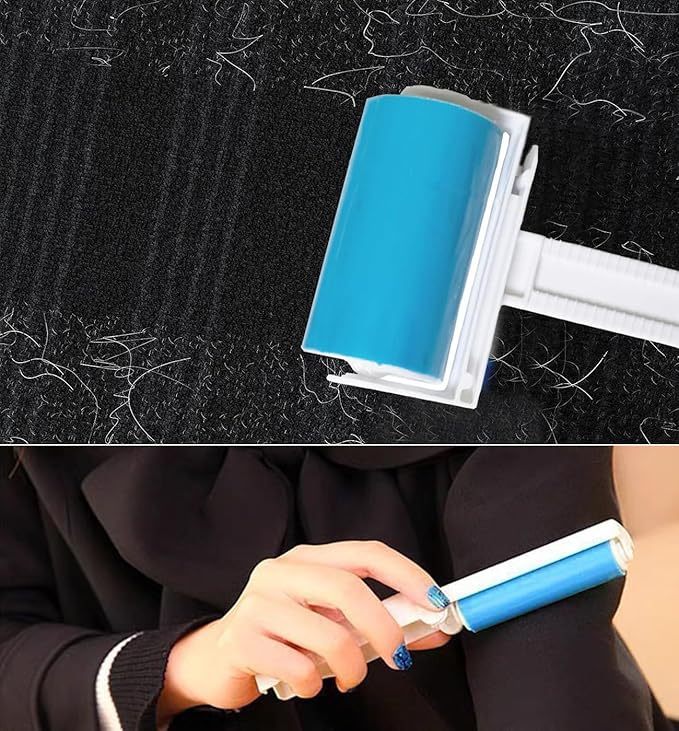 Reusable Portable Lint Roller 2 Pack, Washable Sticky Lint Roller Travel Pet Hair Remover Brush Include Medium/Mini Size Cleaner for Clothes, Cat Dog Hair, Travel