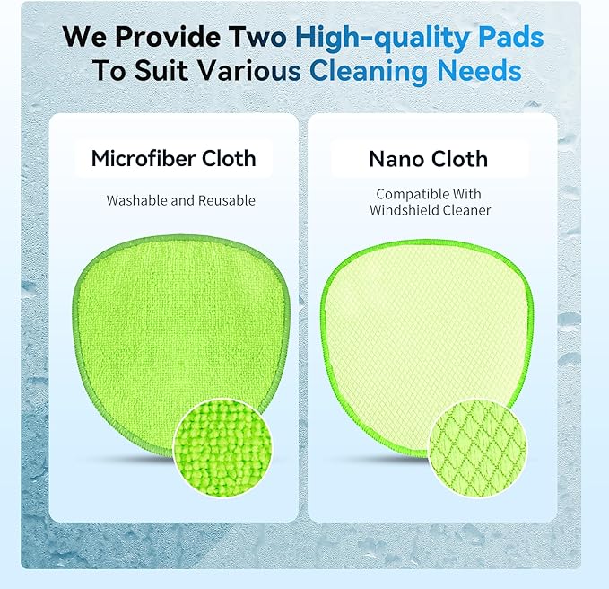 XINDELL Windshield Cleaner Tool – 360° Rotation Large Head Car Window Cleaning Kit with Extendable Handle, 5 Microfiber Velcro Stick Pads, Dry&Wet Use for Auto Glass, Trucks, SUVs, RVs, Home