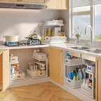 2-Pack Under Sink Storage Organizer with 2-Tier Slide Out Drawer, Sophisticated Mesh Pull Out Shelf for Kitchen & Bathroom, Fits Small Items, Upgraded Arched Track for Smooth Gliding(Patented)