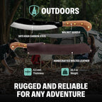 Condor Tool & Knife Mini Duku Heavy Duty Machete with Sheath, Walnut Handle - Hand Crafted Welted Leather Sheath - Camping Machete Knife - 10.5in Blade - 18.5oz