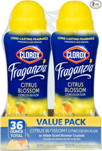 Clorox Fraganzia Laundry Scent Booster Crystals, In-Wash Fragrance Beads for Fresh-Smelling Clothes & Linens, Safe for All Fabrics & Colors, Citrus Blossom Scent, 18 Oz, 2 Pack