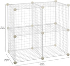 Amazon Basics 4 Cube Storage Organizer - Wire Grid Closet and Storage Shelves, Stackable, White 14"x14"x14"