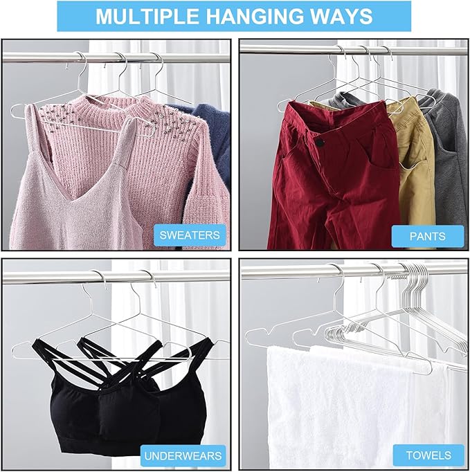 Clothes Hangers 30 Pack Coat Hangers Non Slip Wire Hanger Clothing Heavy Duty Seropy Metal Hangers Space Saving Ultra Thin of Stainless Steel Hanger