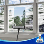 MR.SIGA Professional 2-in-1 Car Window Squeegee and Sponge Scrubber for Cleaning and Washing, Rubber Blade Cleaner With Handle, Black