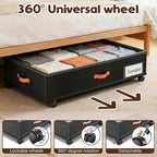 Under Bed Storage with Wheels 2-Pack, Under Bed Storage Containers 60L Clear Lids, Rolling Storage Drawers for Clothes Shoes Blankets, Underbed Organizer Bins(32" L x 17.3" W x 7.5" H)