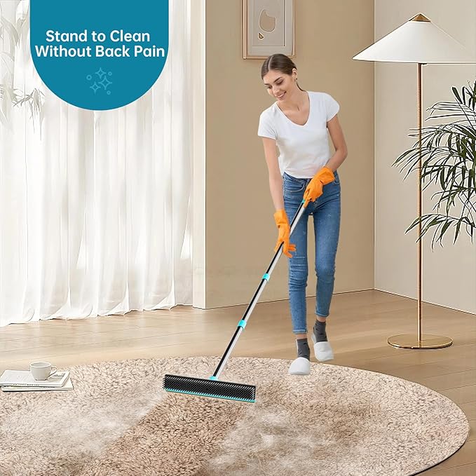 Carpet Rake - 60" Long Handle Pet Hair Removal with Metal Fabric Edge Design,Carpet Broom,Carpet Rake for Carpets, Rugs,Mats,Couch,Stairs(3 pcs)