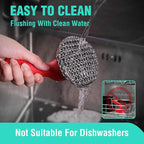HAUSHOF Cast Iron Scrubber with Long Handle, Chainmail Scrubber Cast Iron Cleaner for Pan, Kitchen Cleaning Kit for Grill, Dutch, Oven