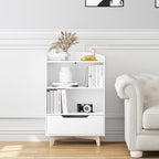 UTEX Kids Bookshelf, Children Bookcases with Storage and Drawer, Wood Kids Toy Storage Organizer for Playroom, Nursery School, White