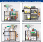 T3 Garden Tool Organizer（With 6 Shelves and 3 PP Panel）Heavy Duty Garage Tool Storage for Yard，Shed and Lawn，Freestanding Tool Organizers and Storage UP to 80 Tools，Black with Anti-Tip Device