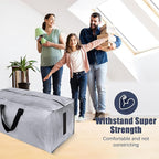 HOMESURE 4 Pack Large Strong Bags with Zippers & Carrying Handles - Water-Resistant - Heavy Duty Storage Tote for Space Saving Storage, Fold Flat, Alternative to Moving Box (Silver)