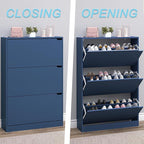 BORNOON Shoe Cabinet with 3 Flip Drawers, Hidden Wood Shoe Cabinet,Freestanding Shoe Storage Cabinet for Entryway Hallway. 47.2" H*31.5" W*9.45" D