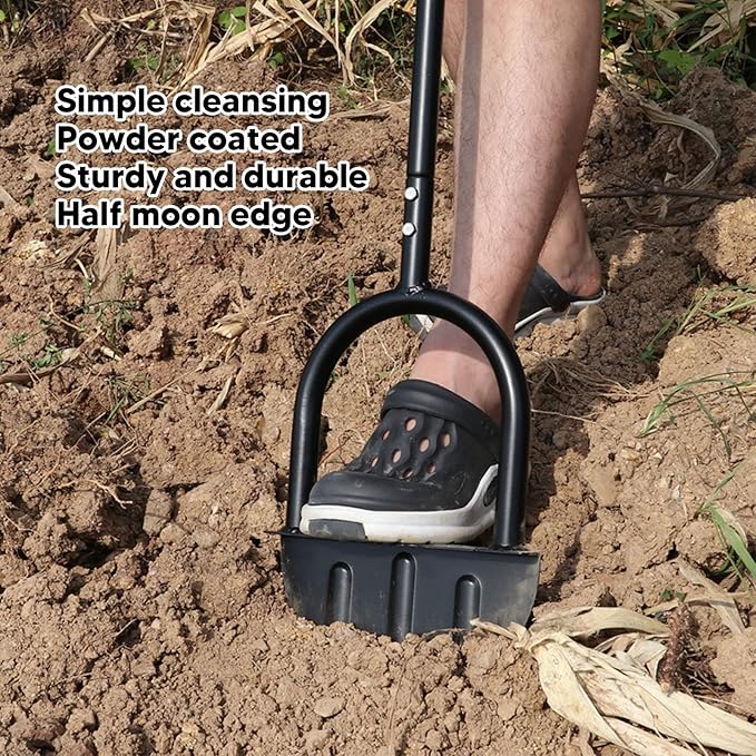 42.71in Saw-Tooth Edger Lawn Tool, Half Moon Lawn Edger with T-Grip, Sidewalk Grass Long Handled Step Edger, Carbon Steel Manual Trimming Shovel for Garden Sidewalk Flower Beds