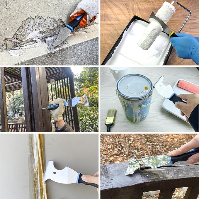 3 Inch Stainless Steel Paint Scraper Tool - Multi-Purpose Putty Knife with Non-Slip Rubber Grip for Drywall Repair, Wallpaper Removal & Paint Application