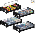 Tututry Under Bed Storage with Wheels, XXL 60L Under the Bed Storage Bins, Underbed Storage Containers with Lids & Label, Rolling Metal Drawer for Shoes, Clothes, Books, Toys (4-Pack Black)