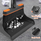 Broom with Dustpan Combo Set, 54'' Extendable Long Handle Broom, 180 Degree Rotating Brush Indoor Sweeping, Dustpan with Comb Teeth, Ideal for Home, Kitchen, Lobby, and Office