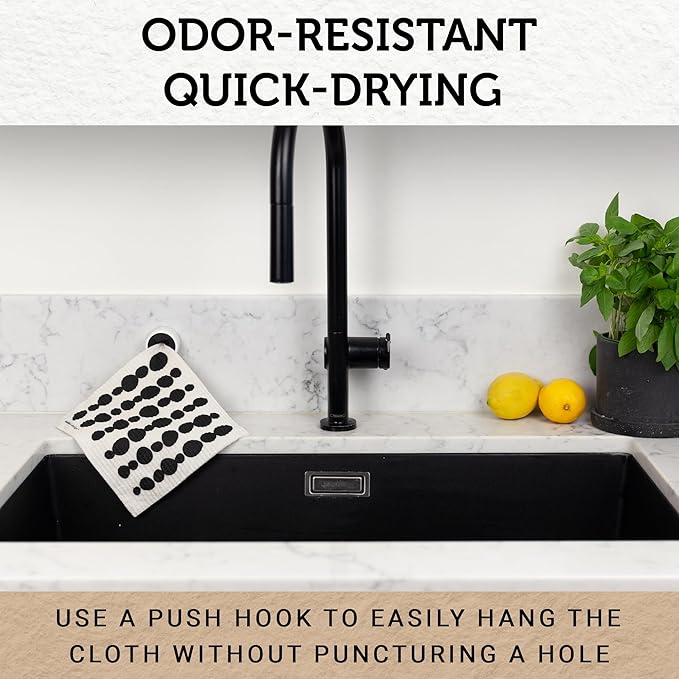 Nordhus Design Swedish Dishcloths, 10 Cloths, Made in Sweden - Reusable, Washable Cellulose Cotton Kitchen Cloths - Replace Paper Towels, Wipes, Sponges, Dish Rags