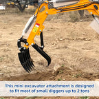 Mini Excavator Attachment Rake，Small Diggers Metal Backhoe Rake，3.54" Span, 0.98" Pin Hole，Includes 2 Link Pins，Fit for Mini Excavator