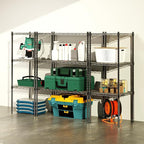 Whitmor 1 Tier Supreme Stacking Shelving Unit, Wire Metal Home Storage Organizer, 15" L x 14" W x 15" H, Black W/Liner