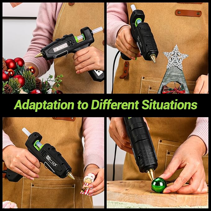 Hot Glue Gun Full Size: DEKOPRO 60/100Watt Dual Temp Hot Glue Gun Kit with 25 Glue Sticks, Organize Storage Case, Heavy Duty Heat Glue Gun Tool Set for Home Repair, Art & Crafts, DIY Black