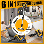 Ecarke Cordless Stick Vacuum Cleaner Compatible with DeWalt Battery, 350W Brushless Motor, 30KPa Suction, 6-in-1 180° Bendable Wand, Smart Screen 2x5AH Batteries & Charger – Hardwood Floors