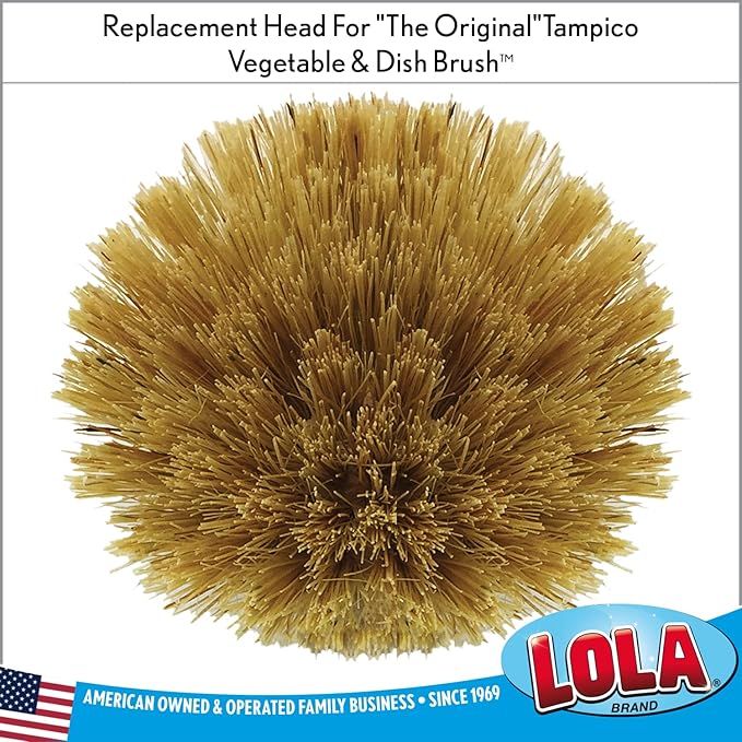 Lola Products Replacement Large Head for The Original Tampico Vegetable & Dish Brush, 3" Head, Made from Sustainable Birch Wood, 3 Pack