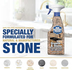 Bar Keepers Friend Stone & Granite Cleaner and Polish (25.4 oz) Plus 1 Microfiber Cloth, 2pc Cleaning Kit, Multi Surface Cleaner for Use on Natural, Manufactured & Polished Stone Countertops