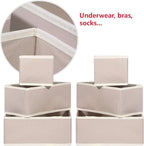 DIOMMELL 12 Pack Foldable Cloth Storage Box Closet Dresser Drawer Organizer Fabric Baskets Bins Containers Divider for Clothes Underwear Bras Socks Lingerie Clothing, Beige 444